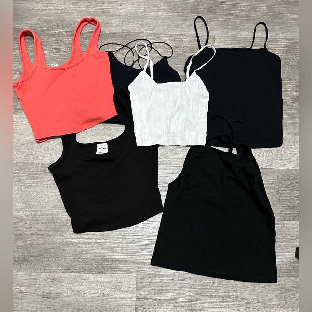 LOT (6) cropped tank tops, all size SMALL